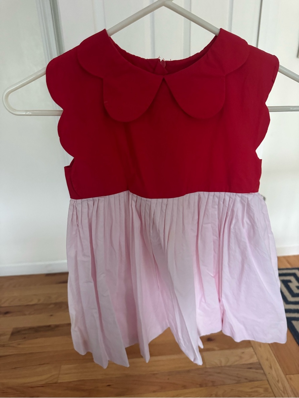Jacadi Red and Light Pink Scalloped Dress